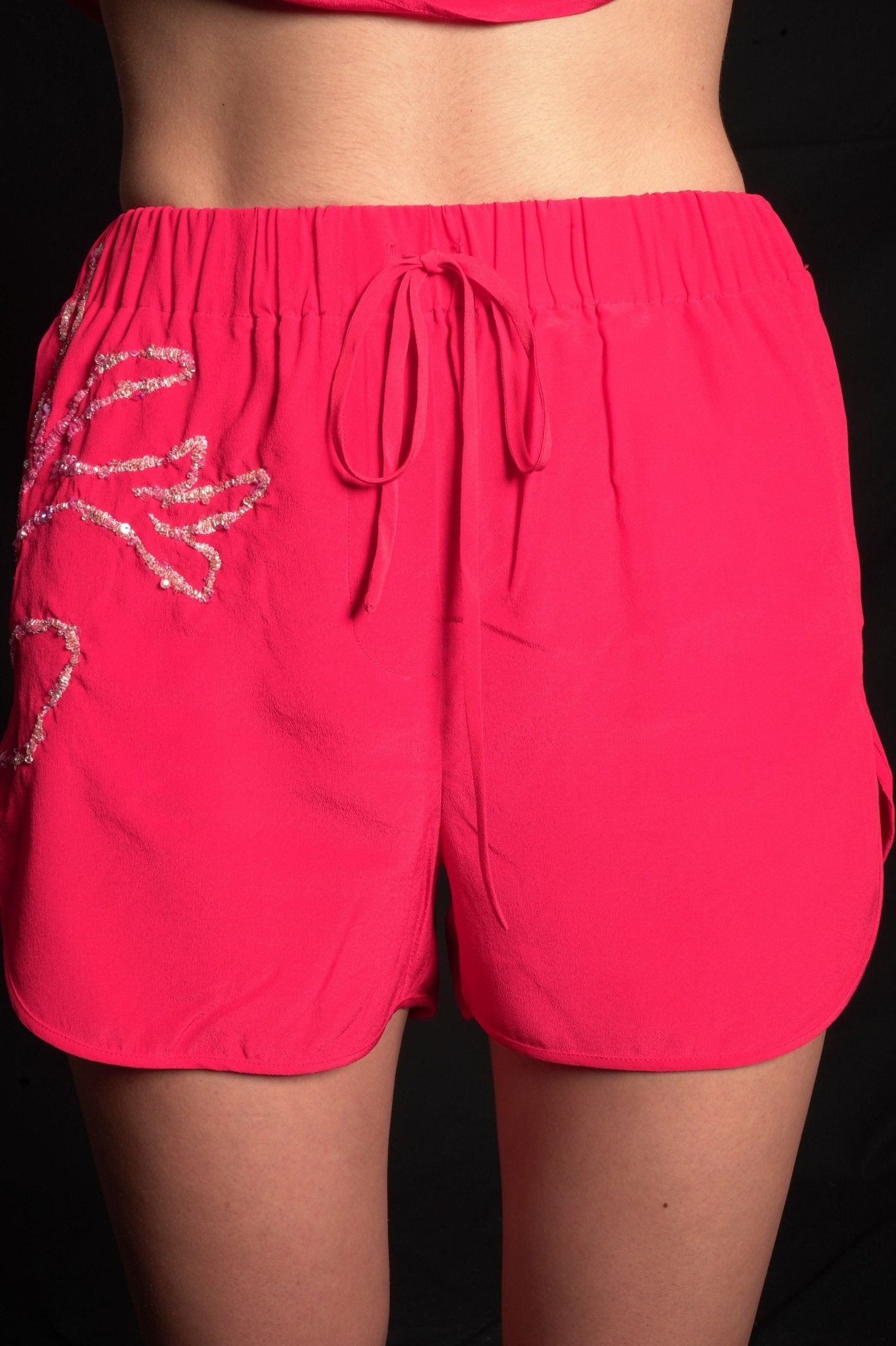 Bittersweet shorts featuring a jewel line art embroidery