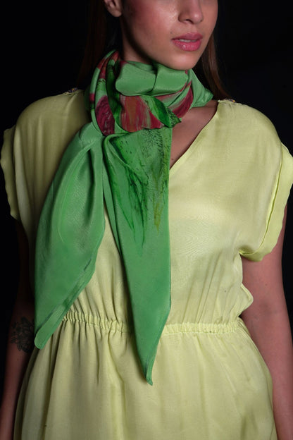 Absinthe green scarf featuring a floral placement print