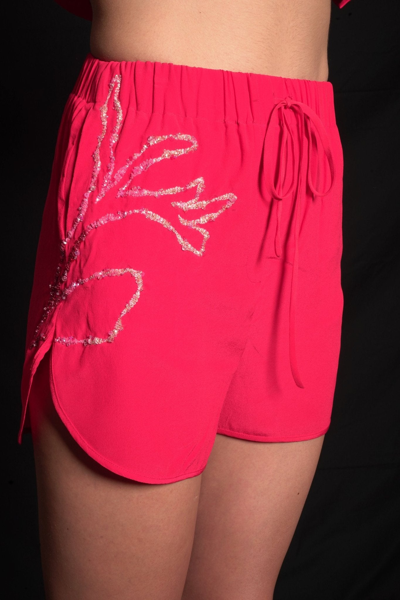 Bittersweet shorts featuring a jewel line art embroidery