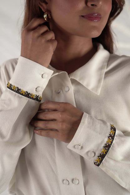 Saorsa White Embroidered Shirt