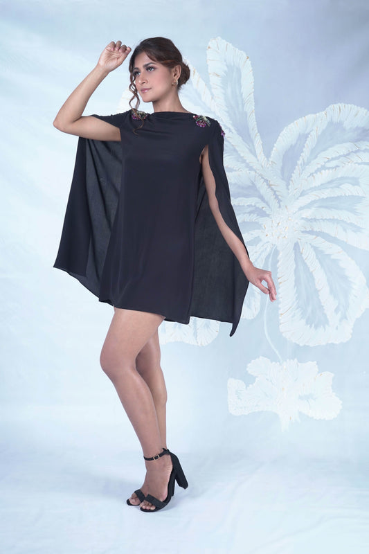 Elan Black Cape Dress